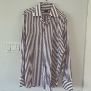 Tom Ford Purple Cotton Striped Shirt Light Summer 16 1/2 EU 42 Large L